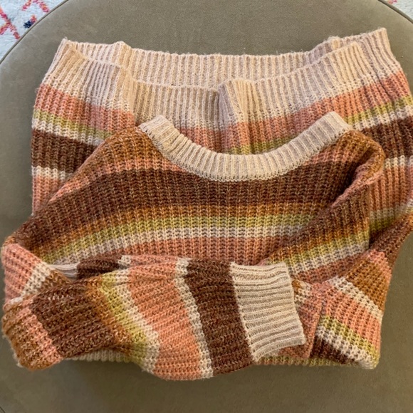 oversized knit sweater striped in pink & peach - Picture 2 of 2